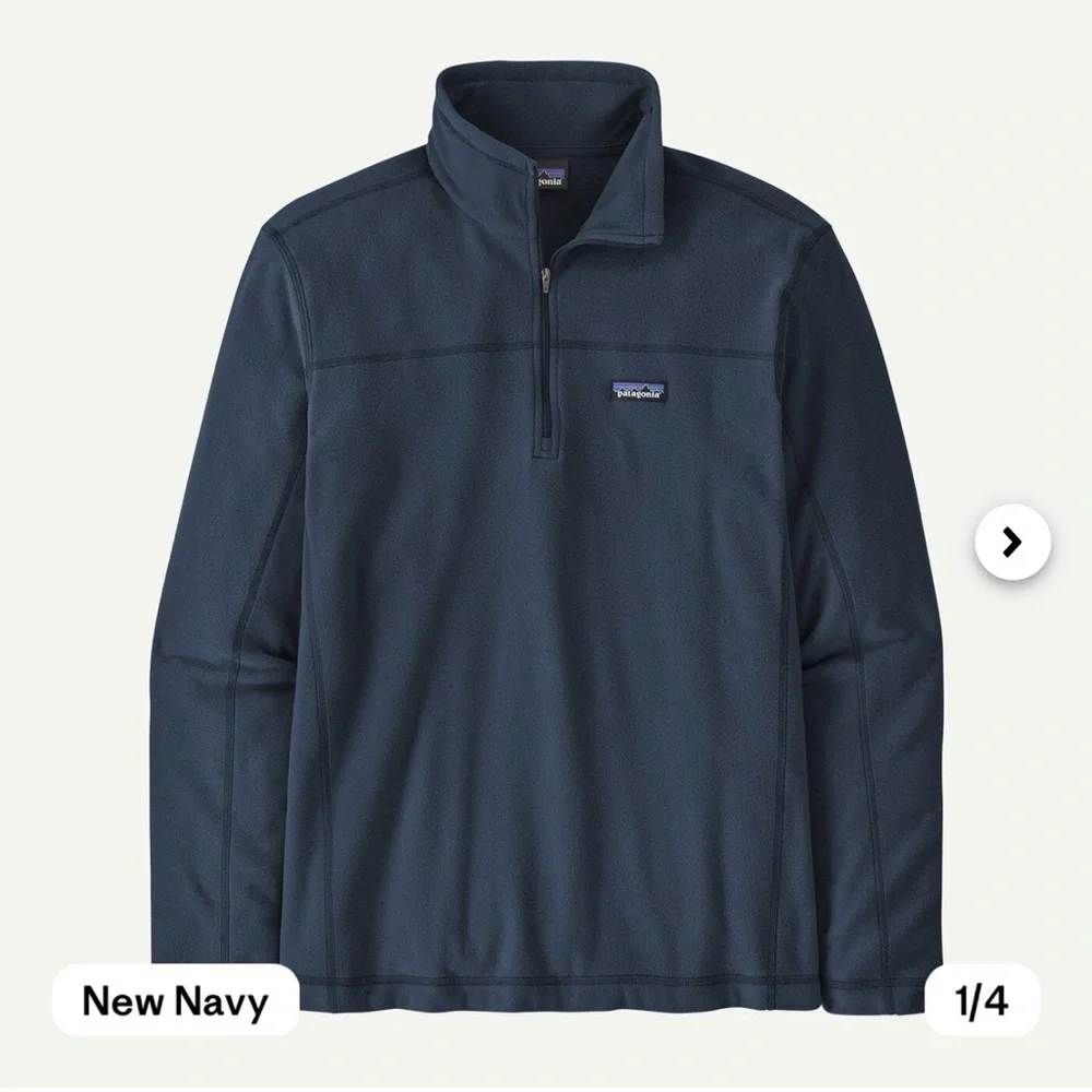 Patagonia Men’s Micro D fleece 1/4 zip pullover Navy Blue Sz Small - Picture 2 of 7